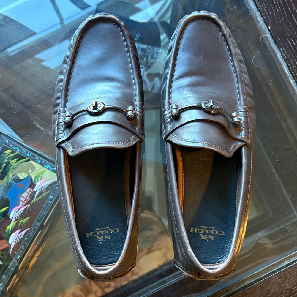 Coach Dark Brown Men's Leather Slip-Ons